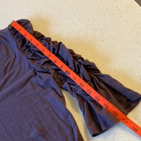 NWT Nation Ltd. Evereve Deep Purple Ruched Sleeve Top Women Size M - Picture 11 of 11